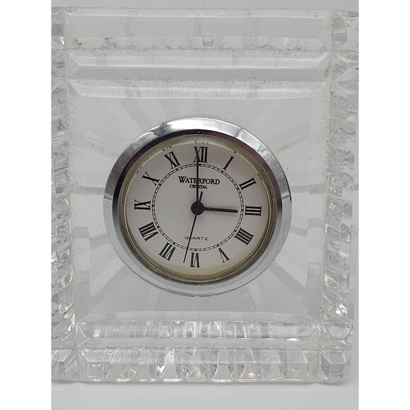 Waterford Crystal Small Rectangular Quartz Clock for Desk Table Signed Works 3” - Picture 2 of 5